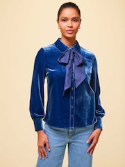 Aspiga Blue Ffion Velvet Shirt - Image 3 of 4