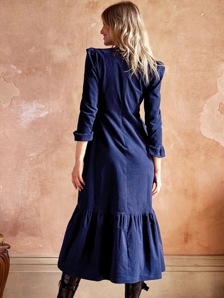 Aspiga Blue Victoria V-Neck Corduroy Dress - Image 2 of 6