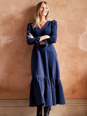 Aspiga Blue Victoria V-Neck Corduroy Dress - Image 5 of 6