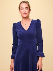 Aspiga Blue Victoria V-Neck Corduroy Dress - Image 6 of 6