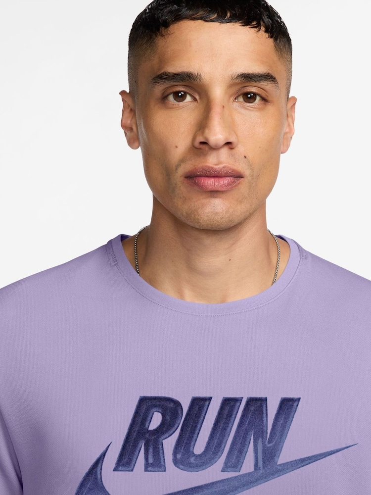 Nike Hydrangea Purple Grey Miler Run Energy Running T-Shirt - Image 3 of 3