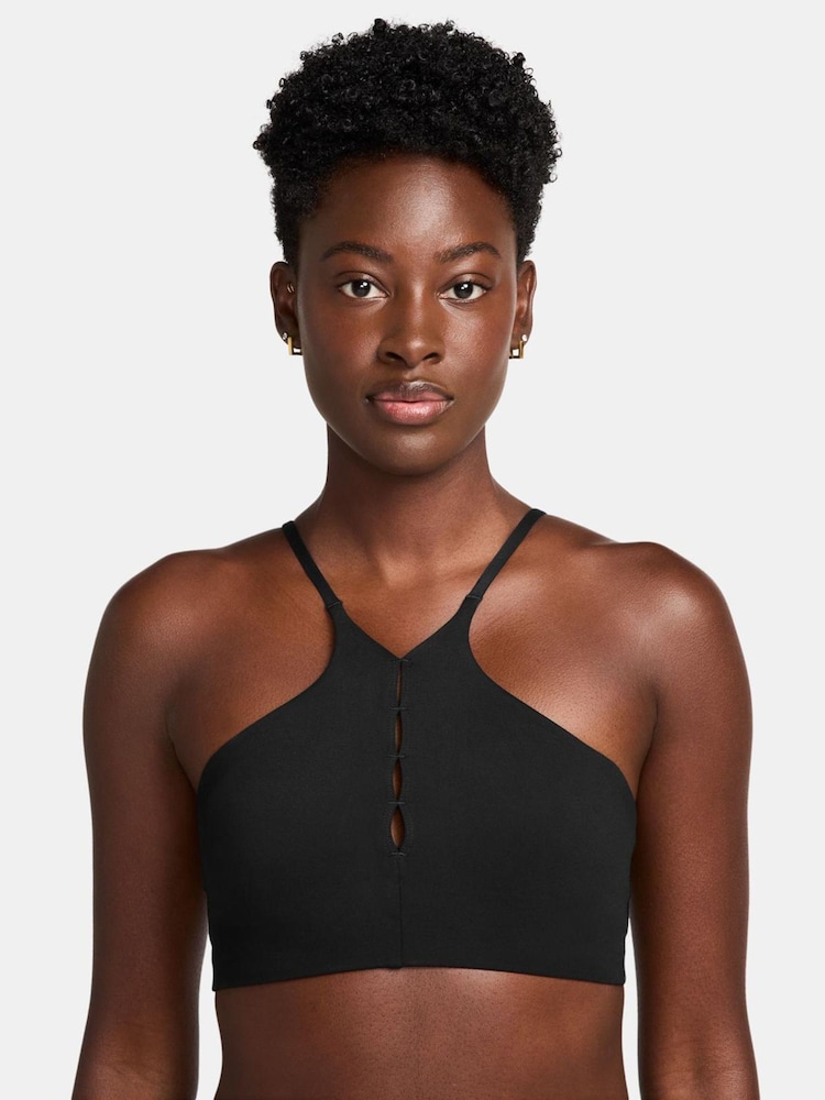 Nike Black One Keyhole Light-Support High-Neck Sports Bra - Image 1 of 4