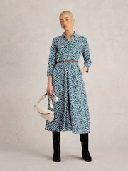 White Stuff Blue Rua Jersey Shirt Dress - Image 1 of 6