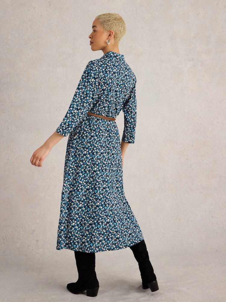 White Stuff Blue Rua Jersey Shirt Dress - Image 2 of 6