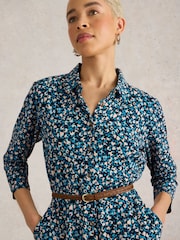 White Stuff Blue Rua Jersey Shirt Dress - Image 3 of 6