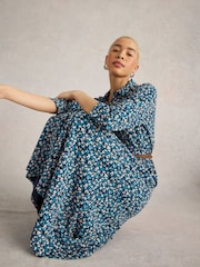 White Stuff Blue Rua Jersey Shirt Dress - Image 4 of 6