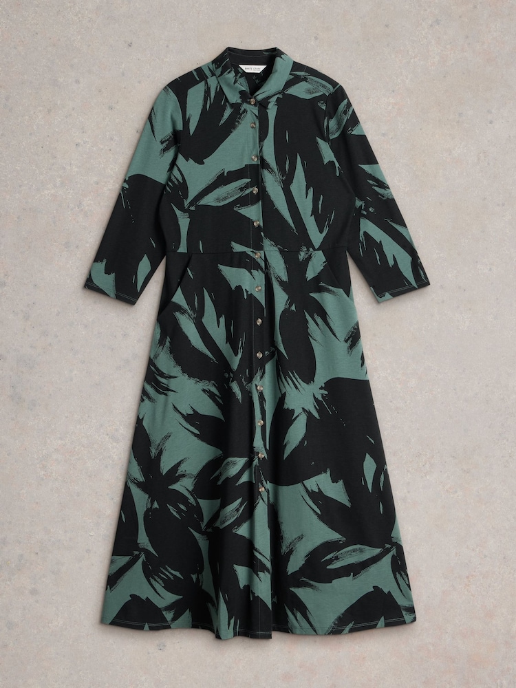 White Stuff Green Rua Jersey Shirt Dress - Image 6 of 6