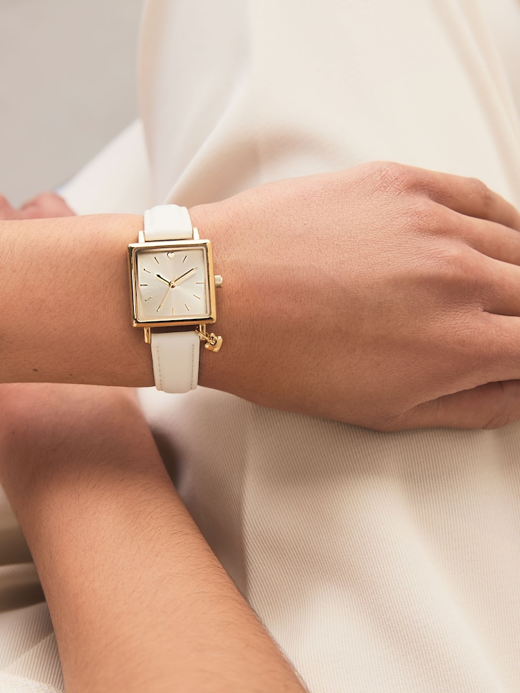 Ecru Square Heart Charm Watch - Image 1 of 4