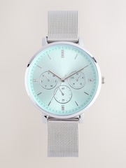 Silver Tone Blue Dial Mesh Watch - Image 2 of 4