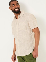 FatFace Short Sleeve Linen Leaf Print 100% Linen Shirt - صورة 1 من 6