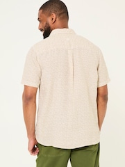 FatFace Short Sleeve Linen Leaf Print 100% Linen Shirt - صورة 2 من 6