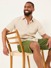FatFace Short Sleeve Linen Leaf Print 100% Linen Shirt - صورة 3 من 6