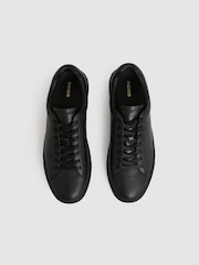 Reiss All Black Finley Leather Low-Top Trainers - Image 3 of 5