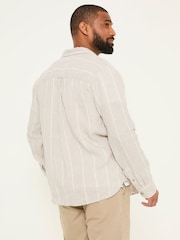 FatFace Grey Long Sleeve Linen Stripe 100% Linen Shirt - Image 2 of 5