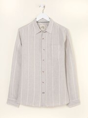 FatFace Grey Long Sleeve Linen Stripe 100% Linen Shirt - Image 5 of 5