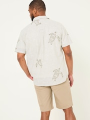 FatFace Khaki Green Short Sleeve Embroidered Turtle Shirt - Image 2 of 6