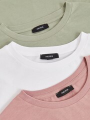 Reiss White/Dusty Rose/Pistachio Praise Cotton Crew-Neck T-Shirts 3 Pack - Image 8 of 8