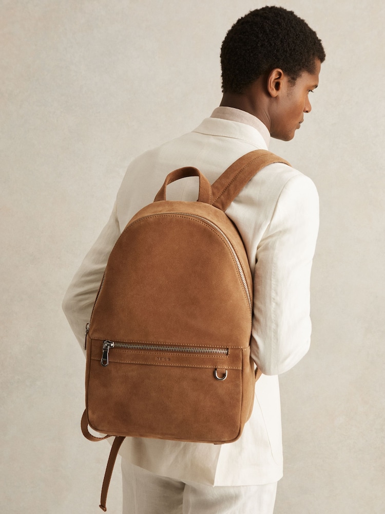 Reiss Light Tan Nico Suede Backpack - Image 2 of 5