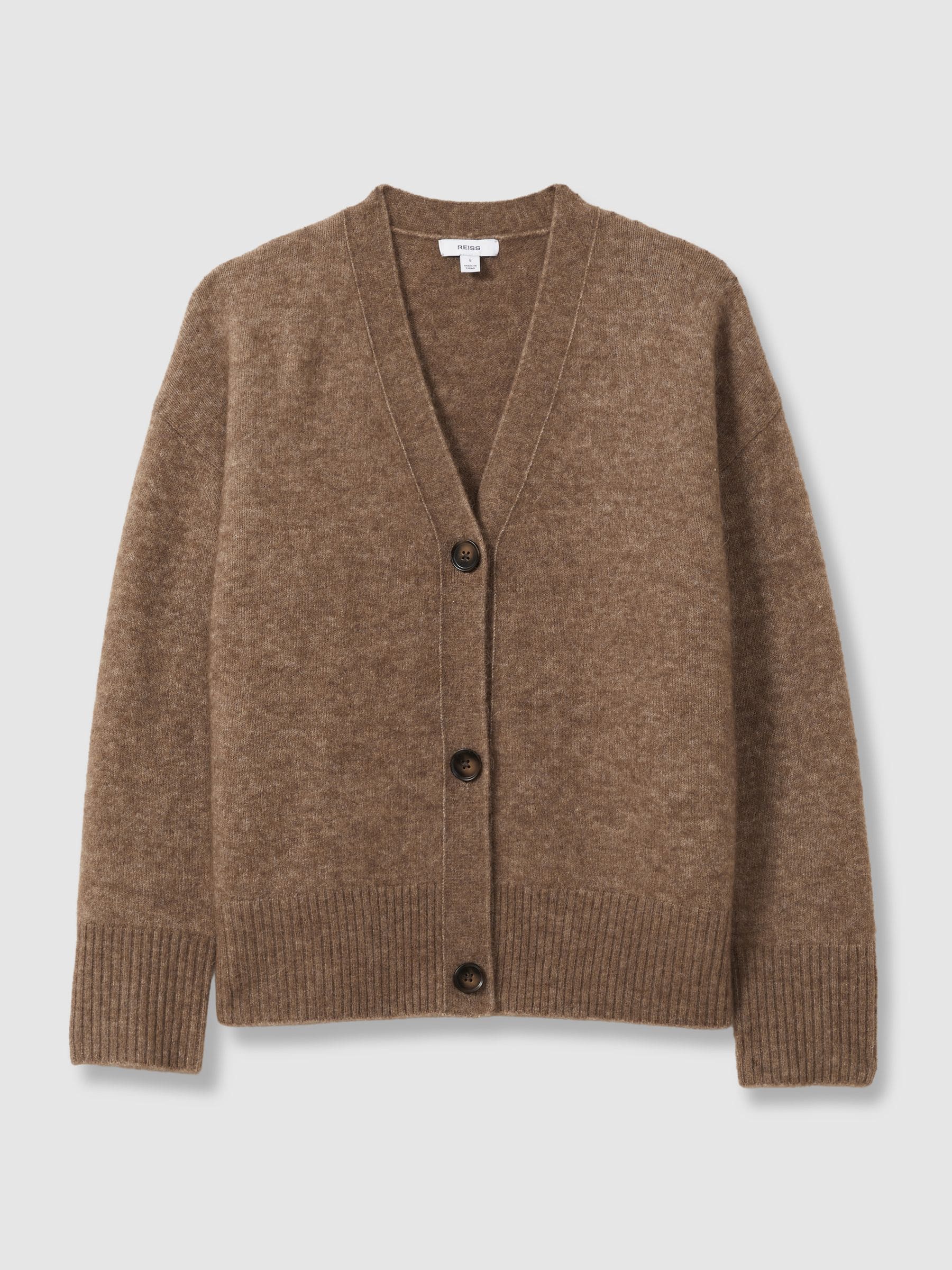 Buy Reiss Mink Robyn Alpaca Wool-Blend Brushed Cardigan from Next Slovenia