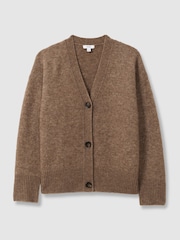Reiss Mink Robyn Alpaca Wool-Blend Brushed Cardigan - Image 2 of 6
