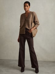 Reiss Mink Robyn Alpaca Wool-Blend Brushed Cardigan - Image 3 of 6