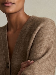 Reiss Mink Robyn Alpaca Wool-Blend Brushed Cardigan - Image 4 of 6
