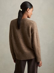Reiss Mink Robyn Alpaca Wool-Blend Brushed Cardigan - Image 5 of 6