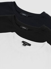 Reiss White/Black/Navy Praise Cotton Crew-Neck T-Shirts 3 Pack - Image 7 of 7