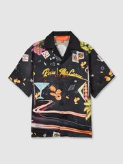 Reiss x McLaren F1 Team Black Multi McLaren F1 Las Vegas Exclusive Cuban-Collar Shirt - Image 2 of 6