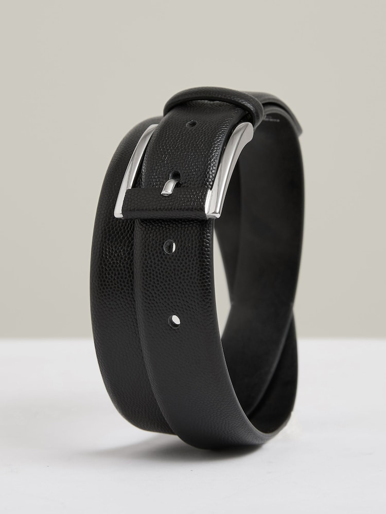 Reiss Black Remi Leather Micro-Grain Belt - Image 4 of 4 Reiss Black Remi Leather Micro-Grain Belt - Image 4 of 4
