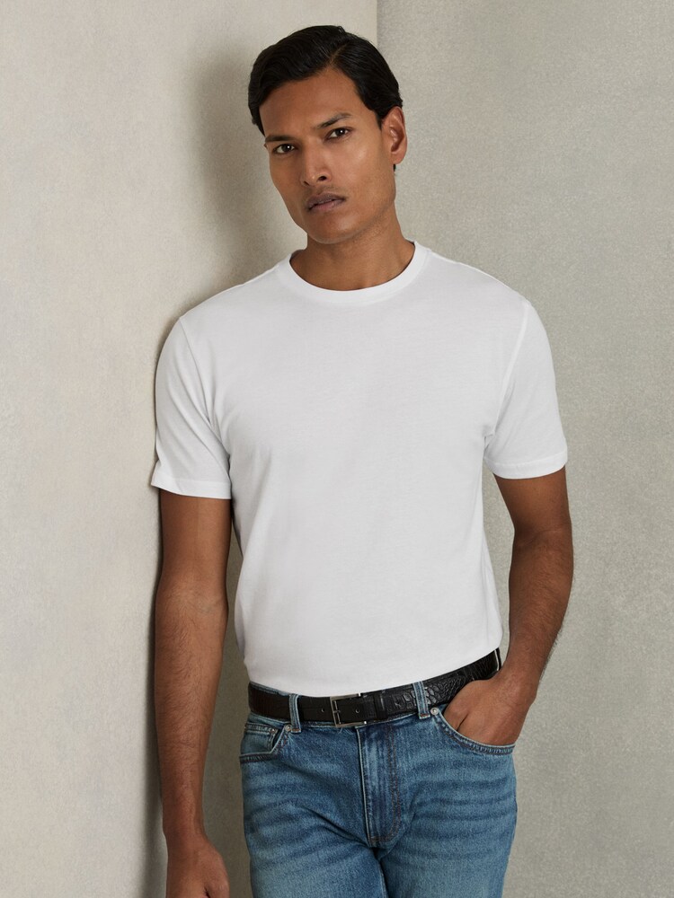 Reiss White Praise Cotton Crew-Neck T-Shirts 3 Pack - Image 2 of 6