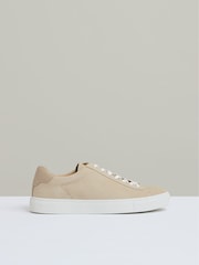 Reiss Ecru Finley Leather Low-Top Trainers - Image 1 of 5