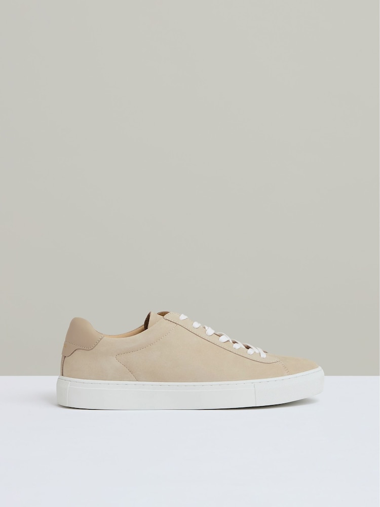 Reiss Ecru Finley Leather Low-Top Trainers - Image 1 of 5 Reiss Ecru Finley Leather Low-Top Trainers - Image 1 of 5