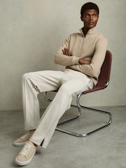 Reiss Ecru Finley Leather Low-Top Trainers - Image 2 of 5