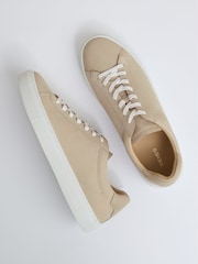 Reiss Ecru Finley Leather Low-Top Trainers - Image 3 of 5