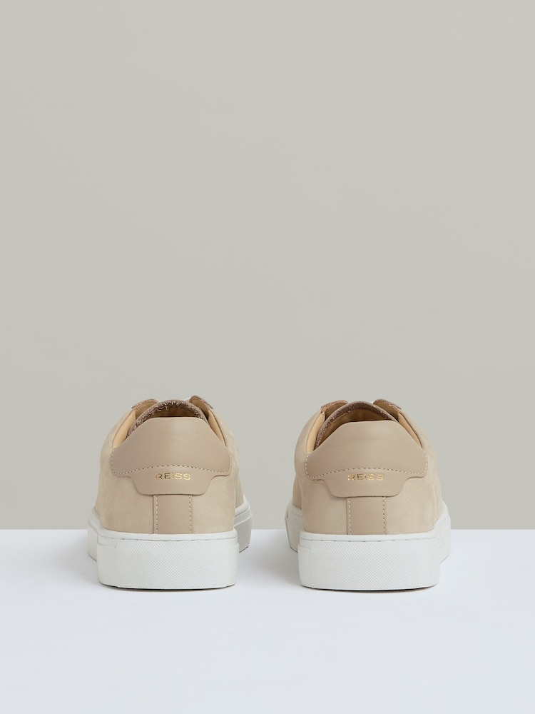 Reiss Ecru Finley Leather Low-Top Trainers - Image 4 of 5