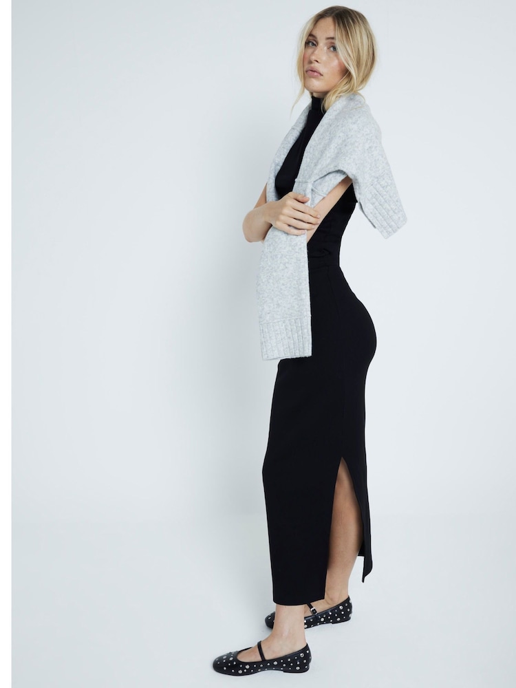 River Island Black Ribbed Roll Neck and Midi 100% Cotton Skirt 2 Piece Set - Image 2 of 7