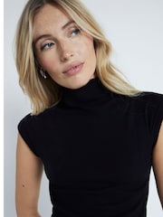 River Island Black Ribbed Roll Neck and Midi 100% Cotton Skirt 2 Piece Set - Image 4 of 7
