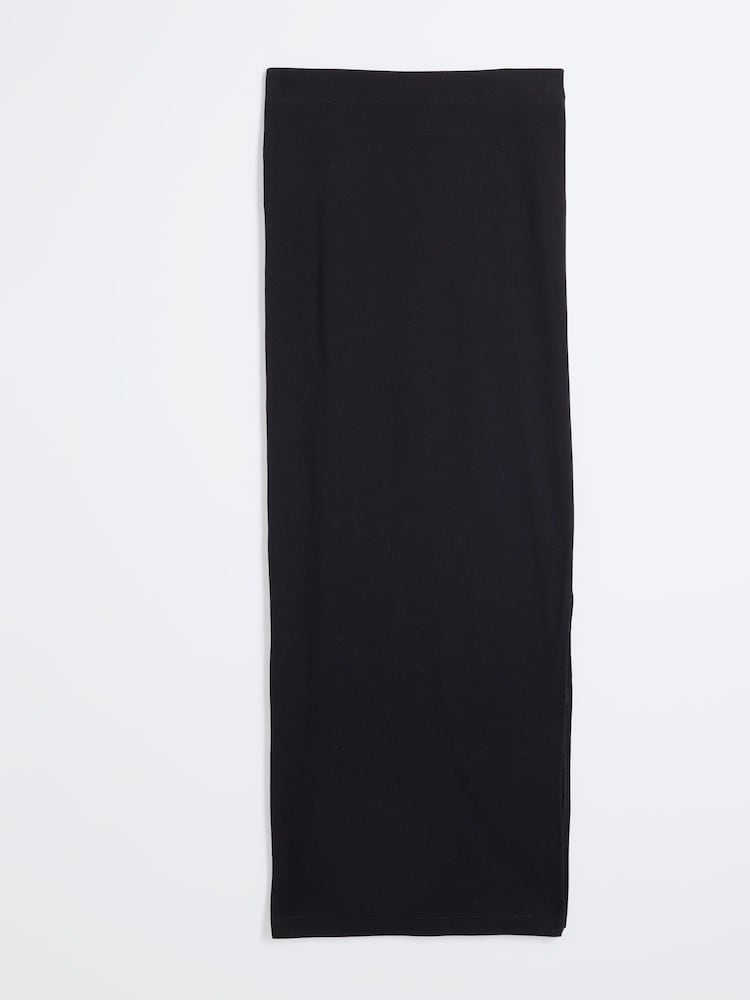 River Island Black Ribbed Roll Neck and Midi 100% Cotton Skirt 2 Piece Set - Image 5 of 7