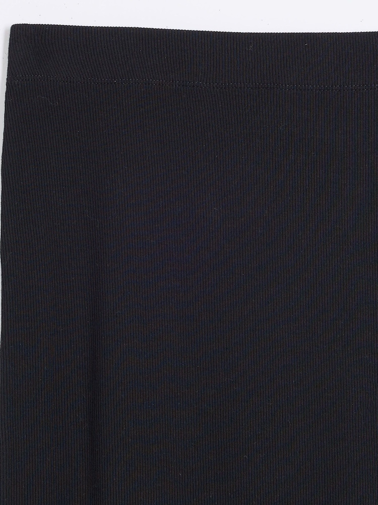 River Island Black Ribbed Roll Neck and Midi 100% Cotton Skirt 2 Piece Set - Image 6 of 7