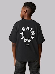 smALLSAINTS Black Oversized Tierra Crew Logo T-Shirt - Image 2 of 7