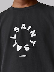 smALLSAINTS Black Oversized Tierra Crew Logo T-Shirt - Image 3 of 7