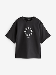 smALLSAINTS Black Oversized Tierra Crew Logo T-Shirt - Image 4 of 7