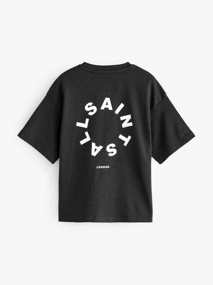 Negru - Tricou supradimensionat cu logo smALLSAINTS Tierra Crew - Image 5 of 7