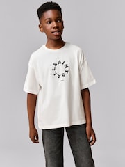 smALLSAINTS White Oversized Tierra Crew Logo T-Shirt - Image 1 of 3