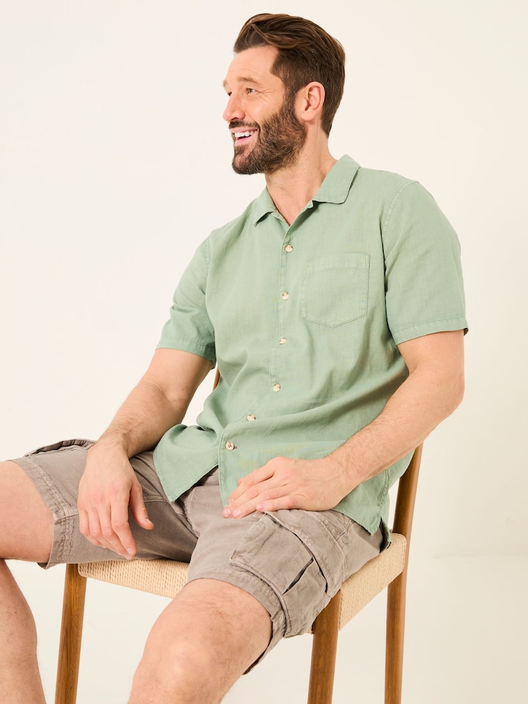 FatFace Bugle Green Linen Cotton Shirt - Image 3 of 5