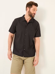 FatFace Bugle Black Short Sleeve Linen Cotton Shirt - Image 1 of 1