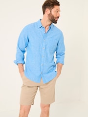 FatFace Bugle Bright Blue Linen Cotton Shirt - Image 1 of 5