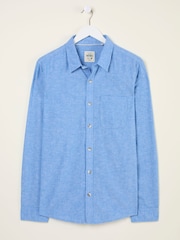 FatFace Bugle Bright Blue Linen Cotton Shirt - Image 5 of 5