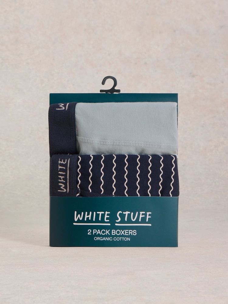 White Stuff Blue Boxers 2 Pack - Image 1 of 3 White Stuff Blue Boxers 2 Pack - Image 1 of 3
